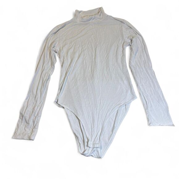 Mangopop White Mock Neck Bodysuit Women’s Size Medium - Picture 1 of 5